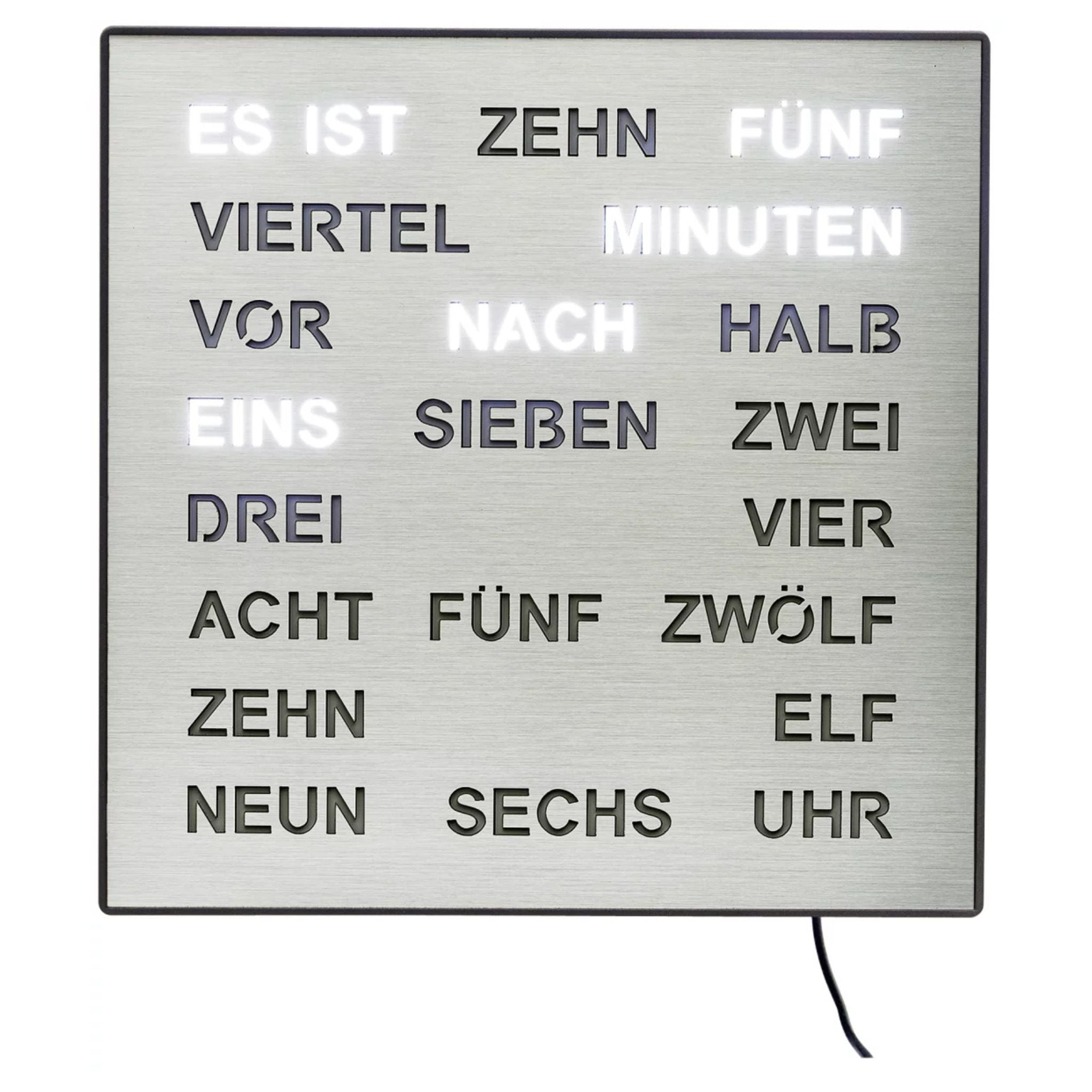 AMS Tischuhr Metall • Intelligente Wortanzeige • Modernes Design