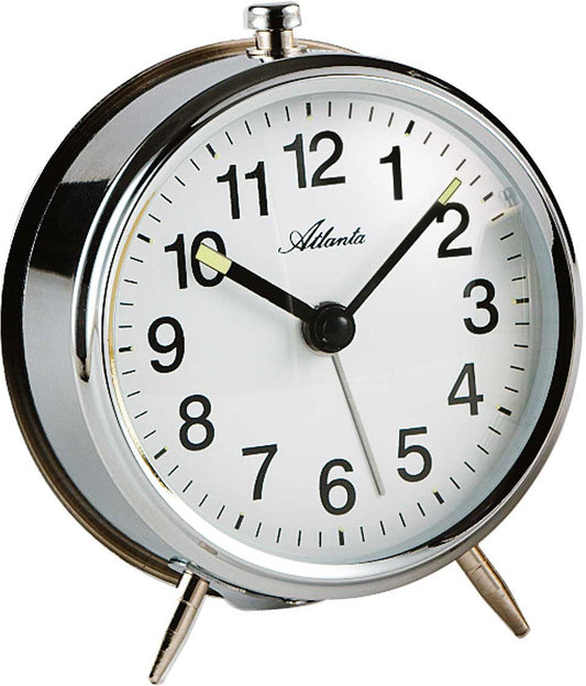 Atlanta Klassischer Wecker 10.5x9.5cm Metall • Mechanisches Handaufzugswerk • Leuchtzeiger
