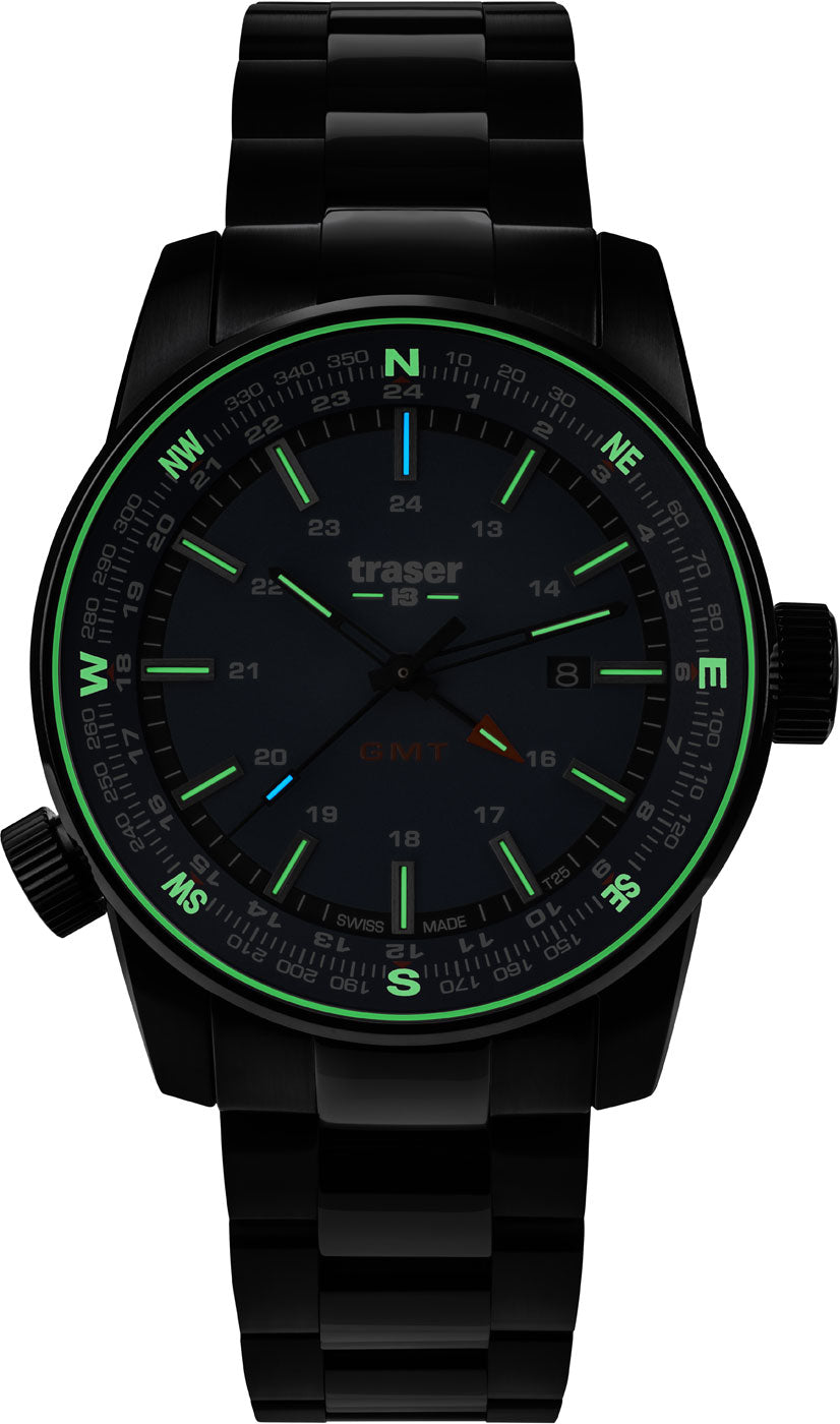Traser P68 Pathfinder GMT Green 109525 Men's Watch • Quartz Movement • Sapphire Crystal