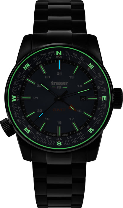 Traser P68 Pathfinder GMT Green 109525 Men's Watch • Quartz Movement • Sapphire Crystal