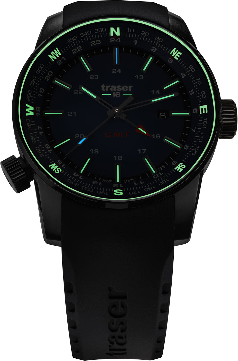 Traser P68 Pathfinder GMT 109744 Men's Watch • trigalight Luminous Hands • 10 Bar Water Resistance