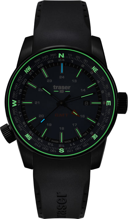Traser P68 Pathfinder GMT 109744 Men's Watch • trigalight Luminous Hands • 10 Bar Water Resistance