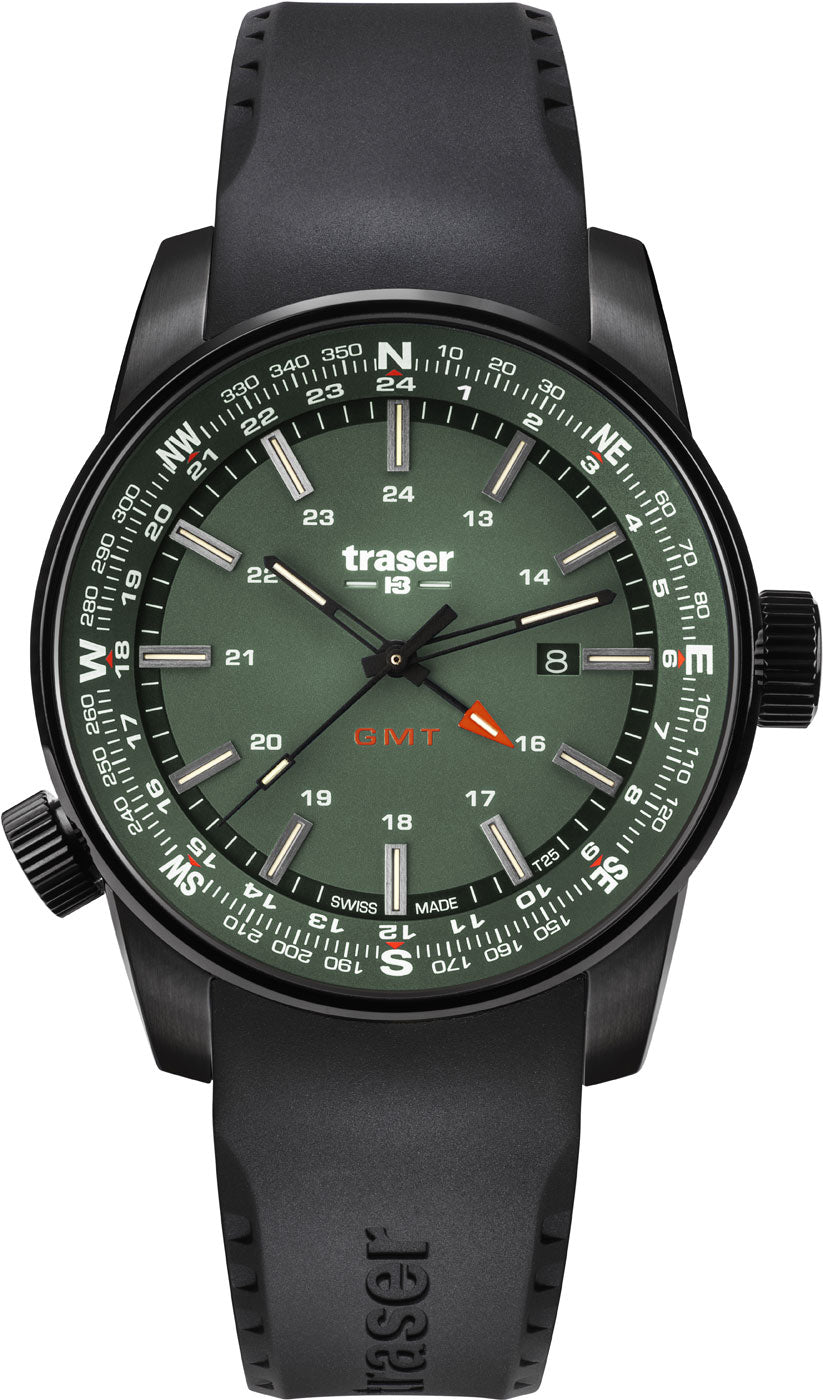 Traser P68 Pathfinder GMT 109744 Men's Watch • trigalight Luminous Hands • 10 Bar Water Resistance