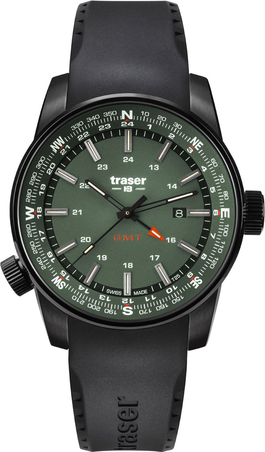 Traser P68 Pathfinder GMT 109744 Men's Watch • trigalight Luminous Hands • 10 Bar Water Resistance