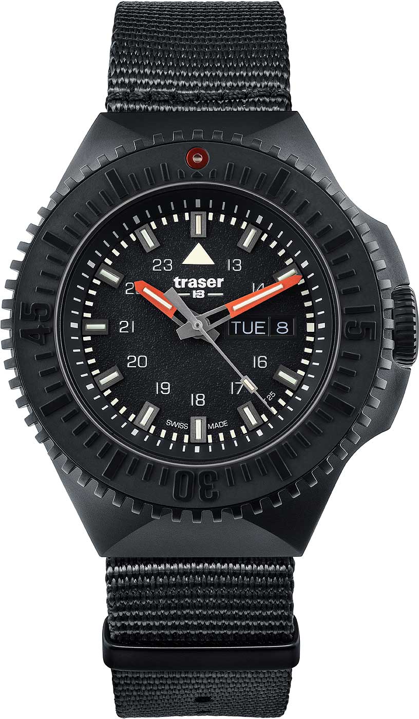 Traser P69 Black Stealth 109854 Men's Watch • Trigalight Technology • Swiss Quartz Movement