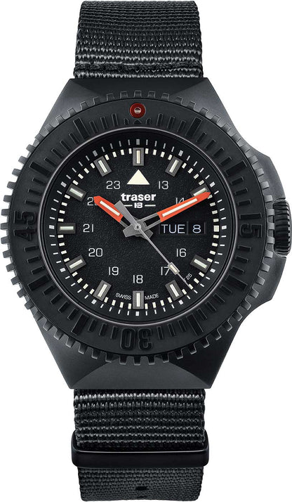 Traser P69 Black Stealth 109854 Men's Watch • Trigalight Technology • Swiss Quartz Movement