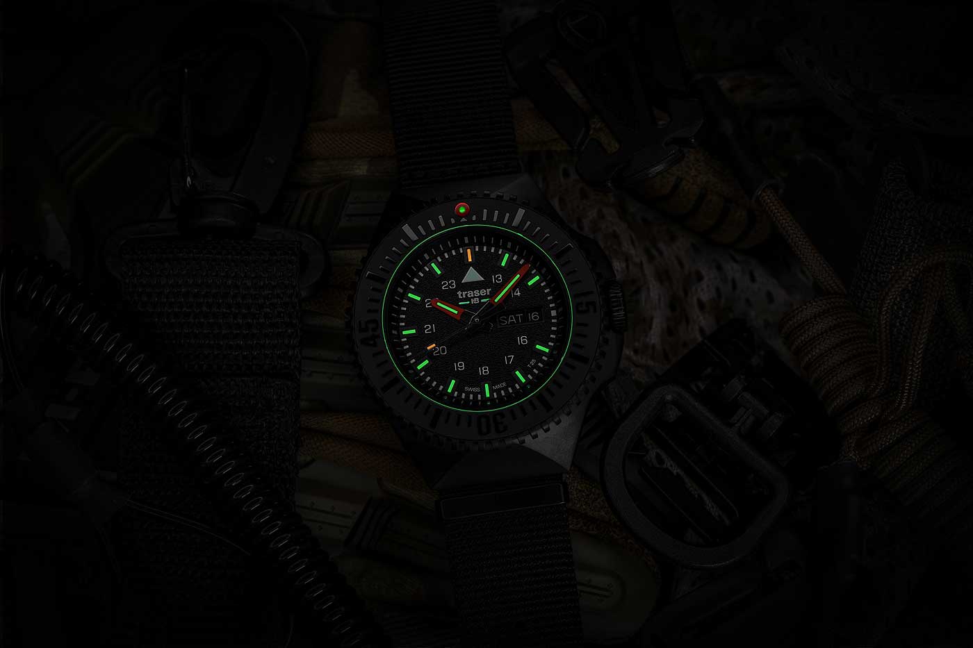 Traser P69 Black Stealth 109854 Men's Watch • Trigalight Technology • Swiss Quartz Movement
