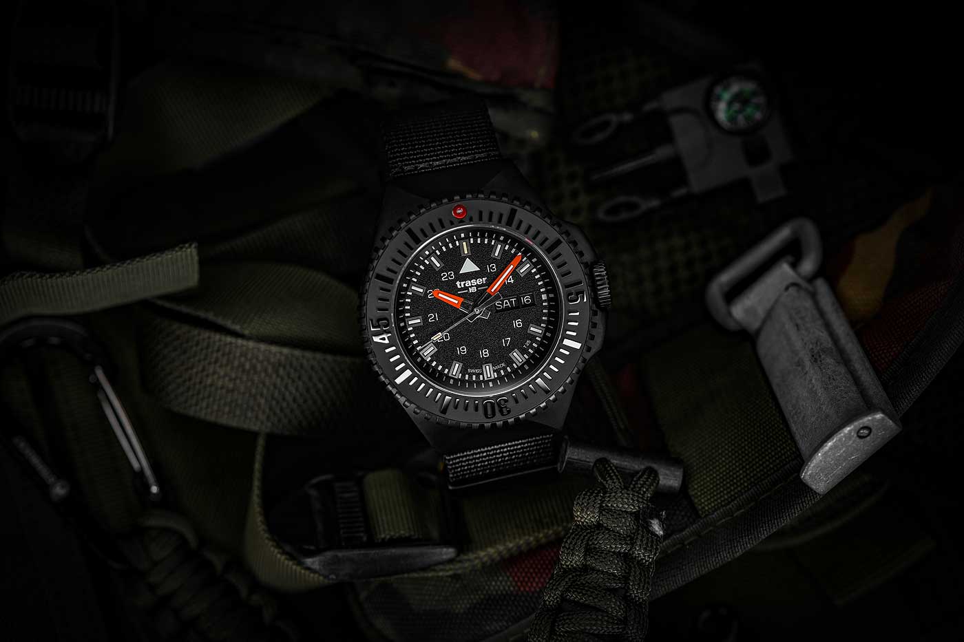 Traser P69 Black Stealth 109854 Men's Watch • Trigalight Technology • Swiss Quartz Movement