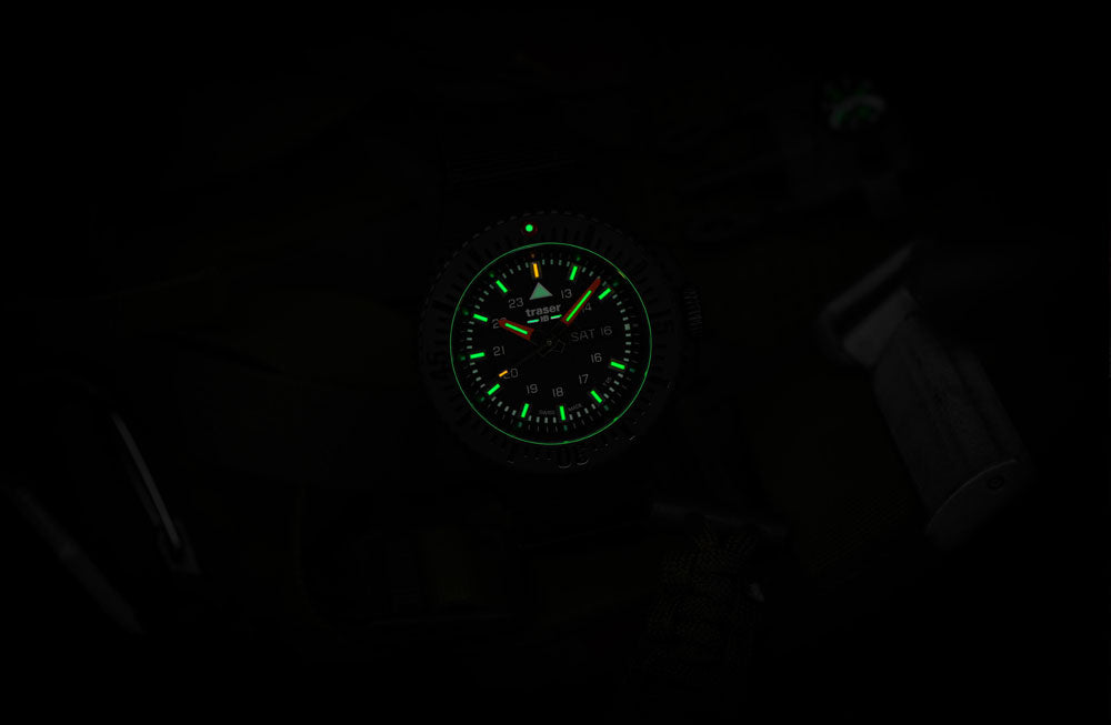 Traser P69 Black Stealth 109854 Men's Watch • Trigalight Technology • Swiss Quartz Movement