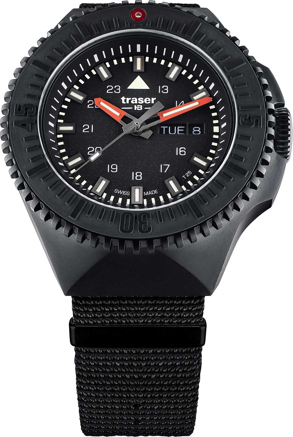 Traser P69 Black Stealth 109854 Men's Watch • Trigalight Technology • Swiss Quartz Movement