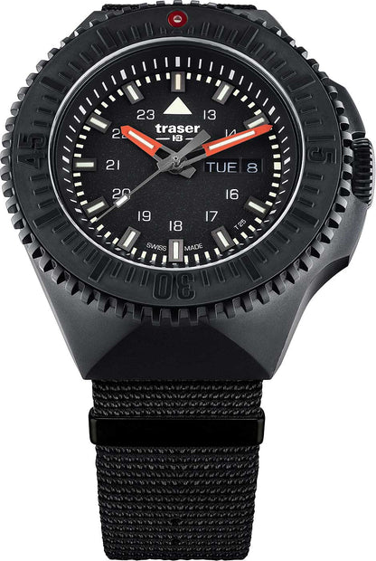 Traser P69 Black Stealth 109854 Men's Watch • Trigalight Technology • Swiss Quartz Movement