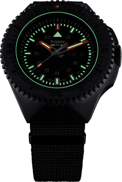Traser P69 Black Stealth 109854 Men's Watch • Trigalight Technology • Swiss Quartz Movement