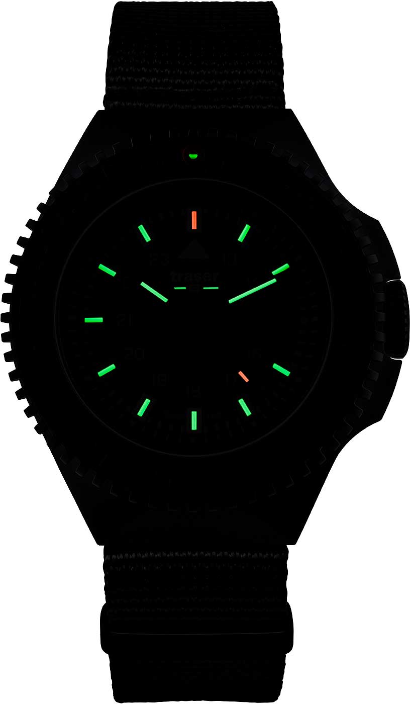 Traser P69 Black Stealth 109854 Men's Watch • Trigalight Technology • Swiss Quartz Movement