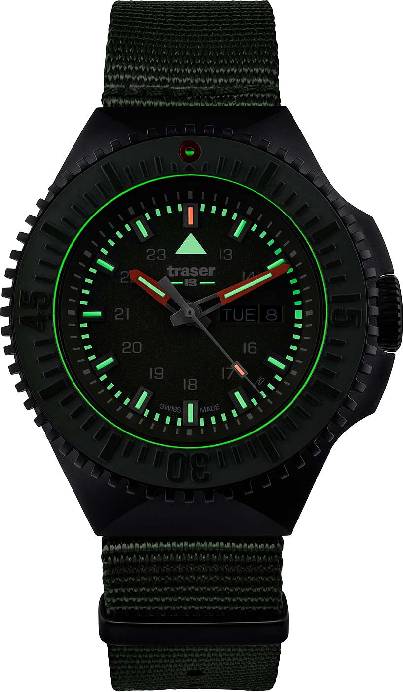 Traser P69 Black Stealth 109858 Men's Watch • Swiss Made Quartz • Trigalight Illumination Technology