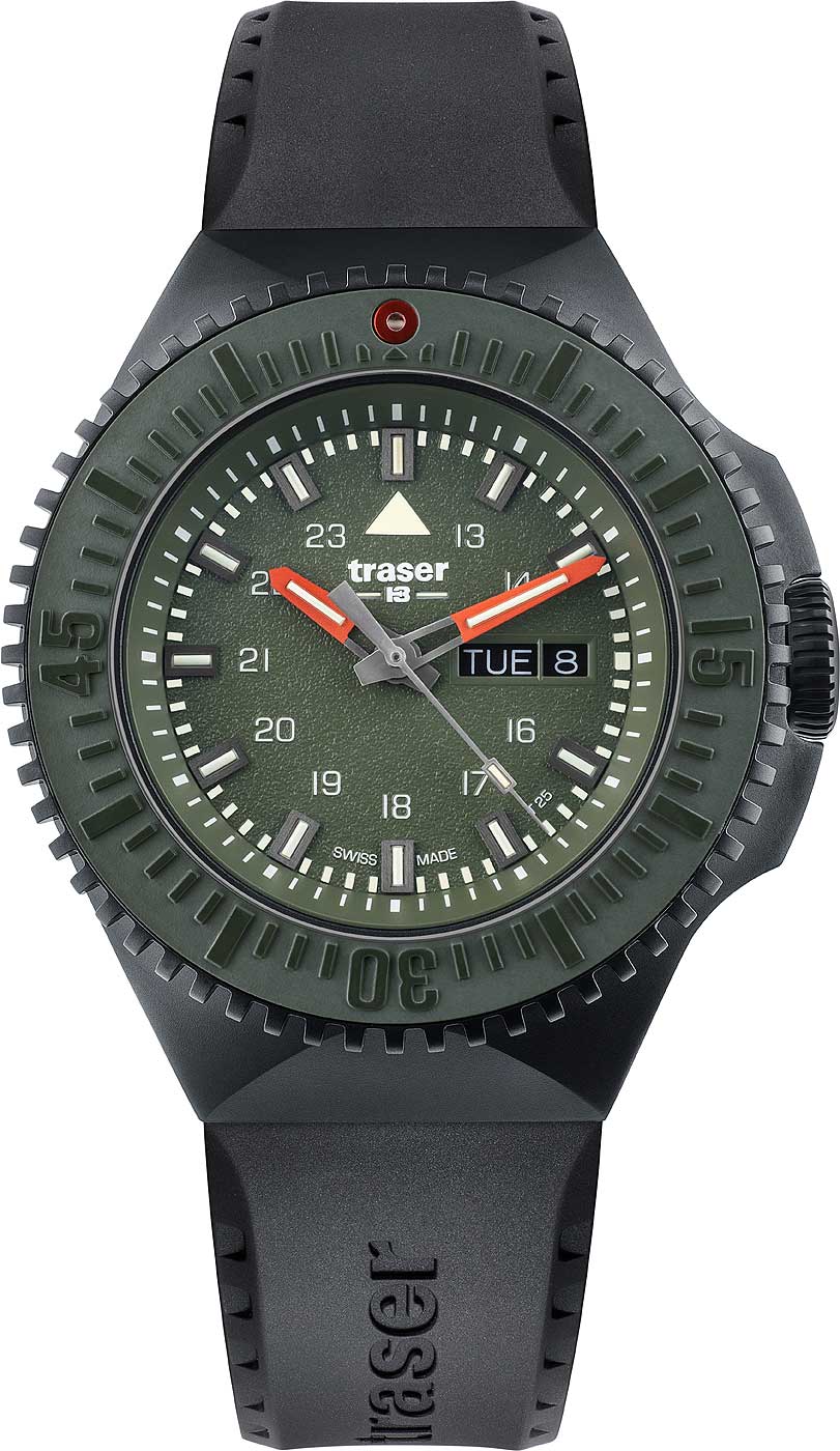 Traser P69 Black Stealth 109859 Men's Watch • Swiss Quartz Movement • Trigalight Illumination