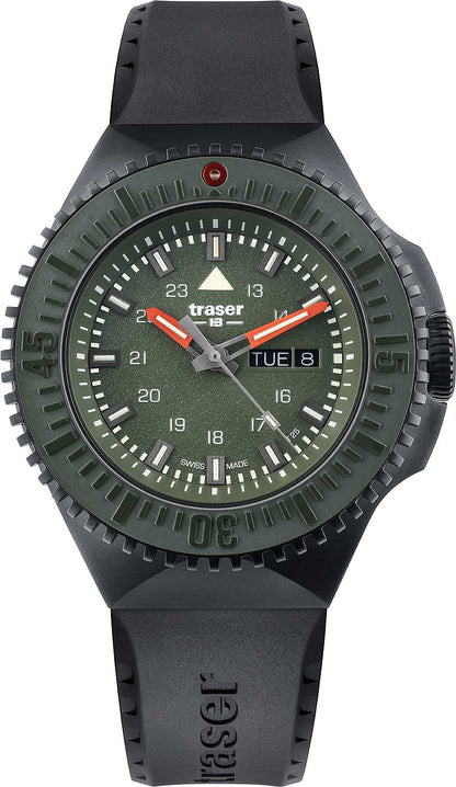 Traser P69 Black Stealth 109859 Men's Watch • Swiss Quartz Movement • Trigalight Illumination