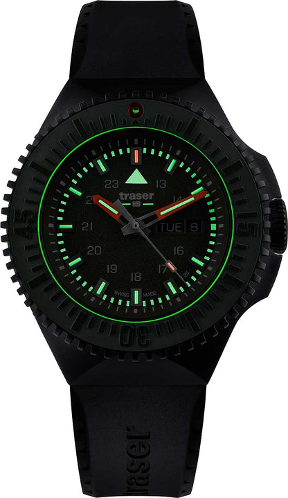 Traser P69 Black Stealth 109859 Men's Watch • Swiss Quartz Movement • Trigalight Illumination