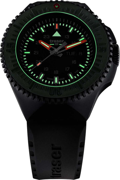 Traser P69 Black Stealth 109859 Men's Watch • Swiss Quartz Movement • Trigalight Illumination
