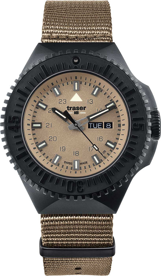 Traser P69 Black Stealth 109860 Men's Watch • trigalight technology • Swiss Made quartz movement