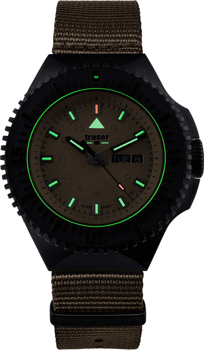 Traser P69 Black Stealth 109860 Men's Watch • trigalight technology • Swiss Made quartz movement