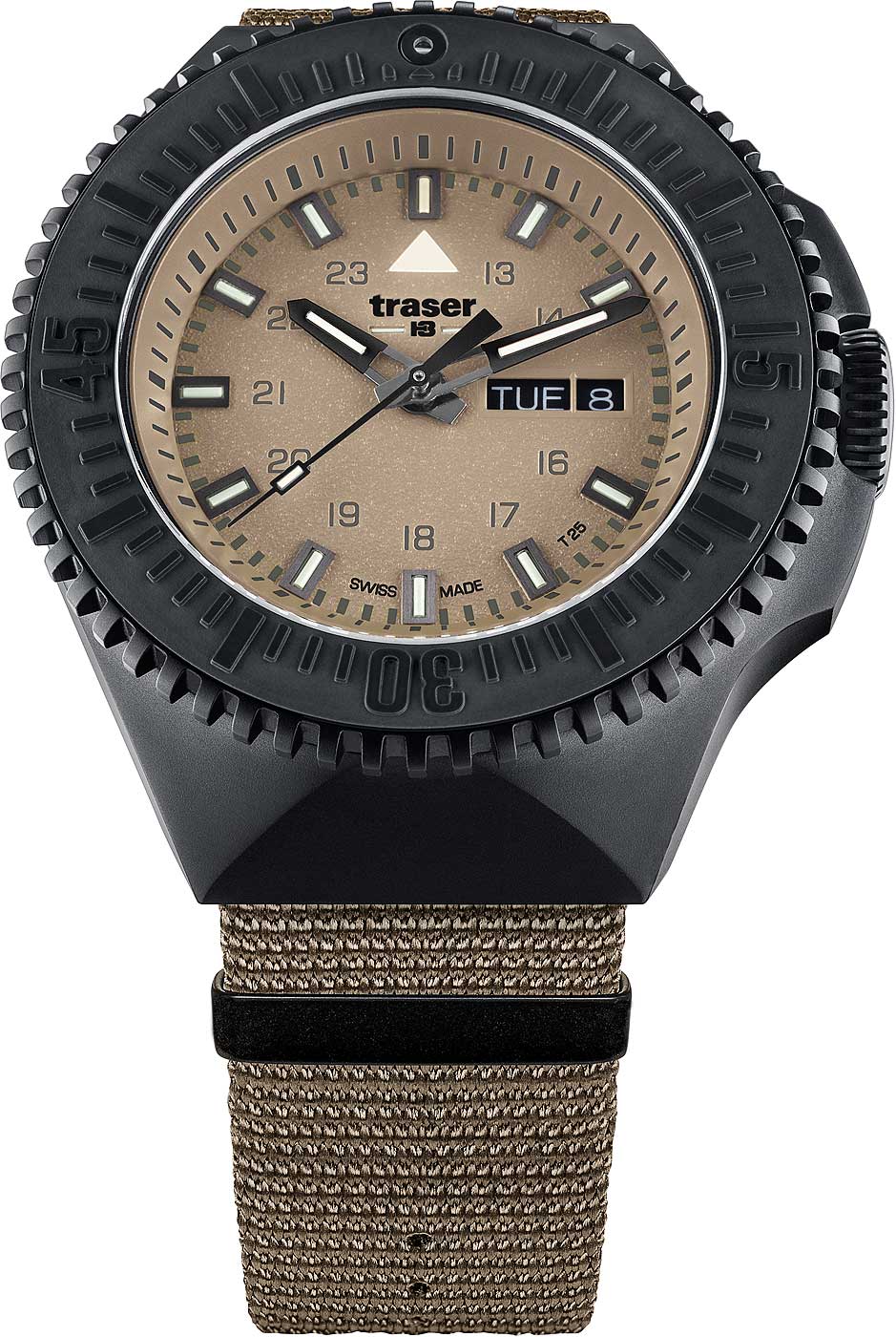 Traser P69 Black Stealth 109860 Men's Watch • trigalight technology • Swiss Made quartz movement