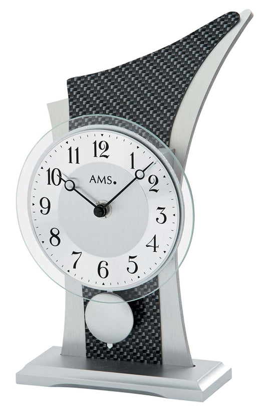 Pendule à poser AMS 26x14x12 cm bois • Mouvement à quartz à balancier précis • Design moderne