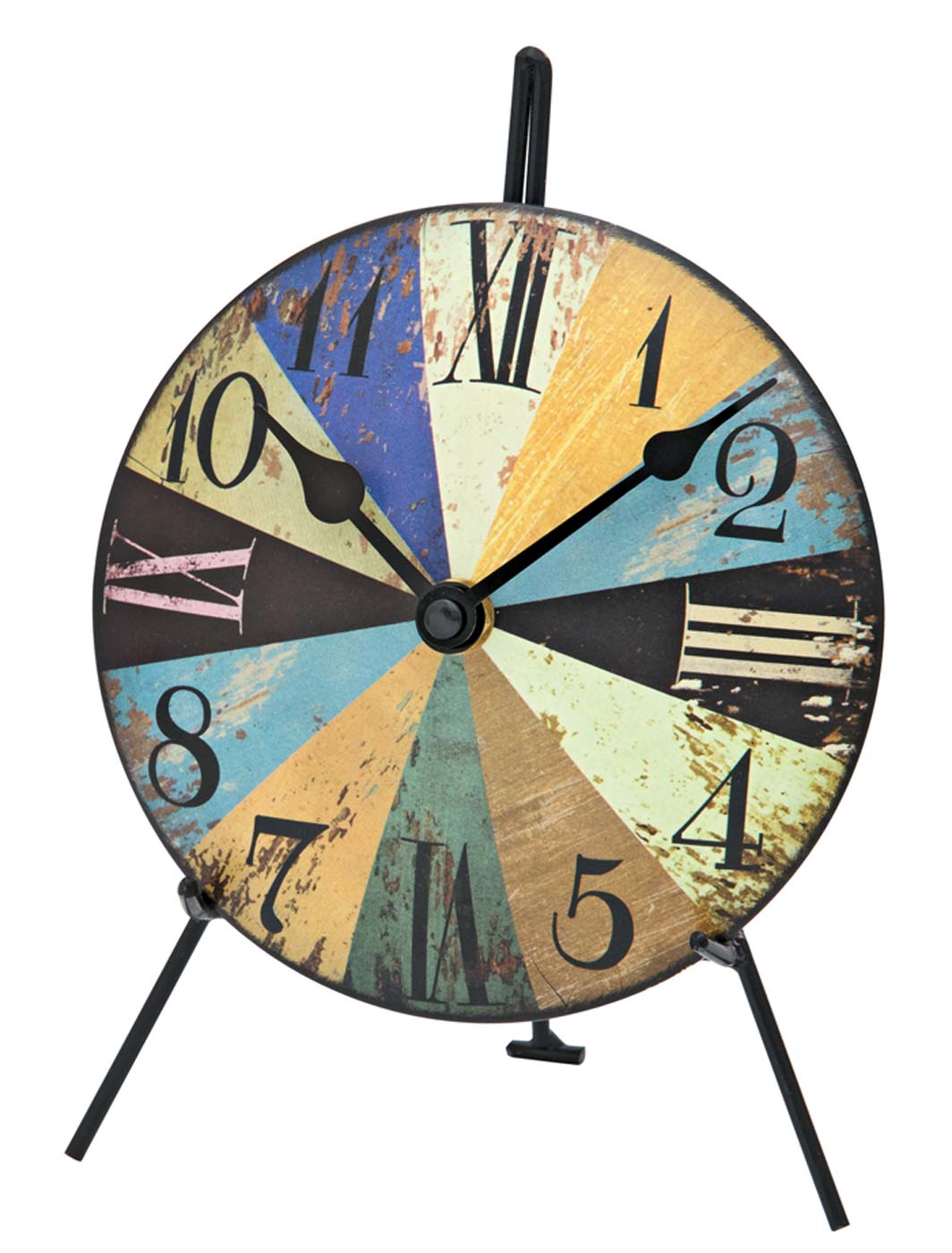 AMS Table Clock 17x15x9 cm Metal • Silent Quartz Movement • Colorful Retro Design