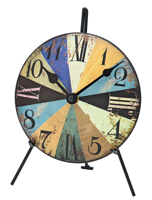AMS Table Clock 17x15x9 cm Metal • Silent Quartz Movement • Colorful Retro Design