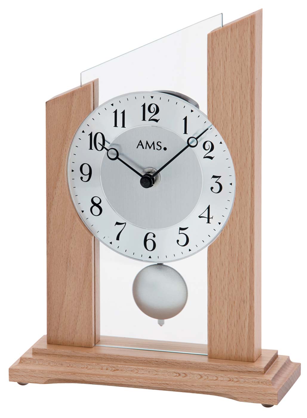 AMS Table Clock 23x17x6 cm Wood • Precise Quartz Movement • Timeless Design
