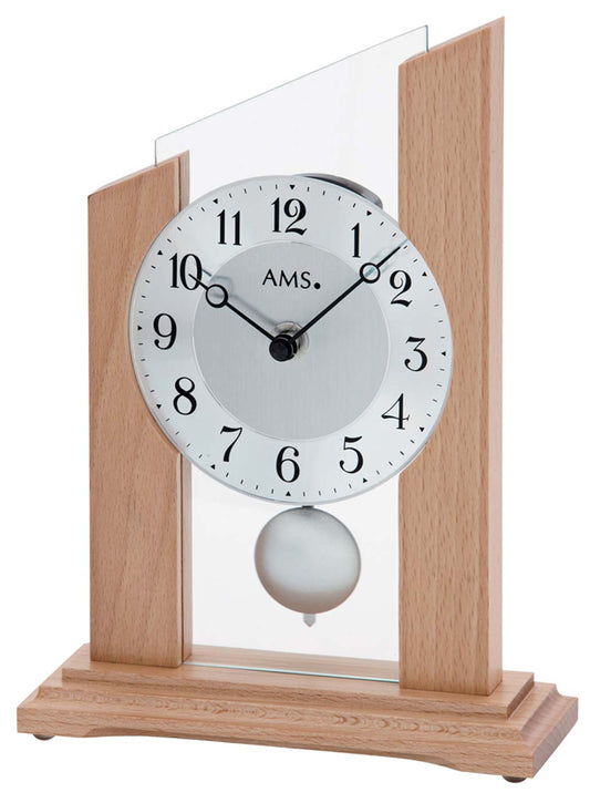 AMS Table Clock 23x17x6 cm Wood • Precise Quartz Movement • Timeless Design