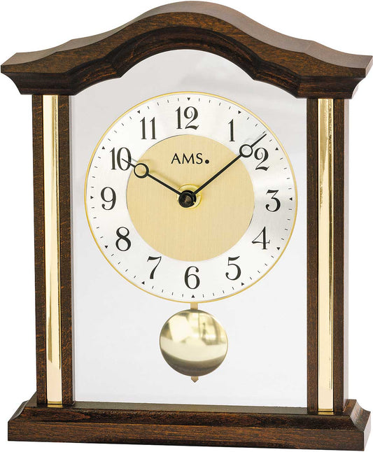 AMS Table Clock 23x19x6 cm Wood • Quartz Movement • Timeless Design