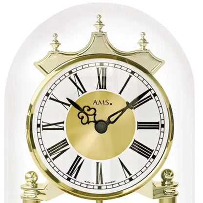 AMS Table Clock 23 cm Brass • Quartz Movement • Roman Numerals