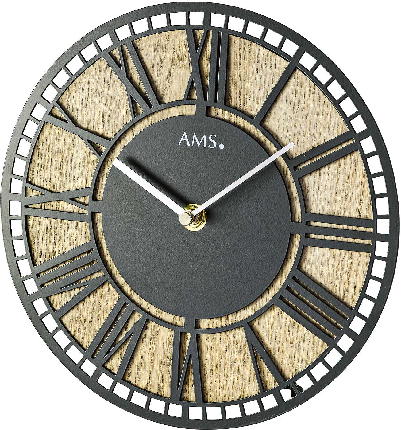 Pendule à poser AMS 22x22x6 cm métal • Mouvement à quartz précis • Design intemporel