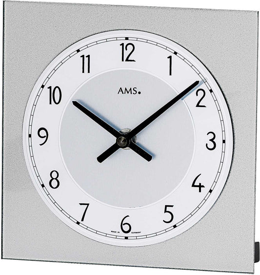 AMS Table Clock 16x16x4 cm Mineral Glass • Modern Design • Precise Quartz Movement