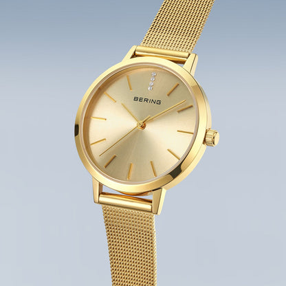 Bering Classic 13434-333 Damenuhr • Kratzfestes Saphirglas • Milanaise-Armband
