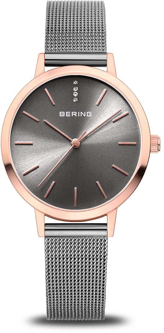 Bering Classic 13434-369 Damenuhr • Kratzfestes Saphirglas • Feines Milanaise-Armband