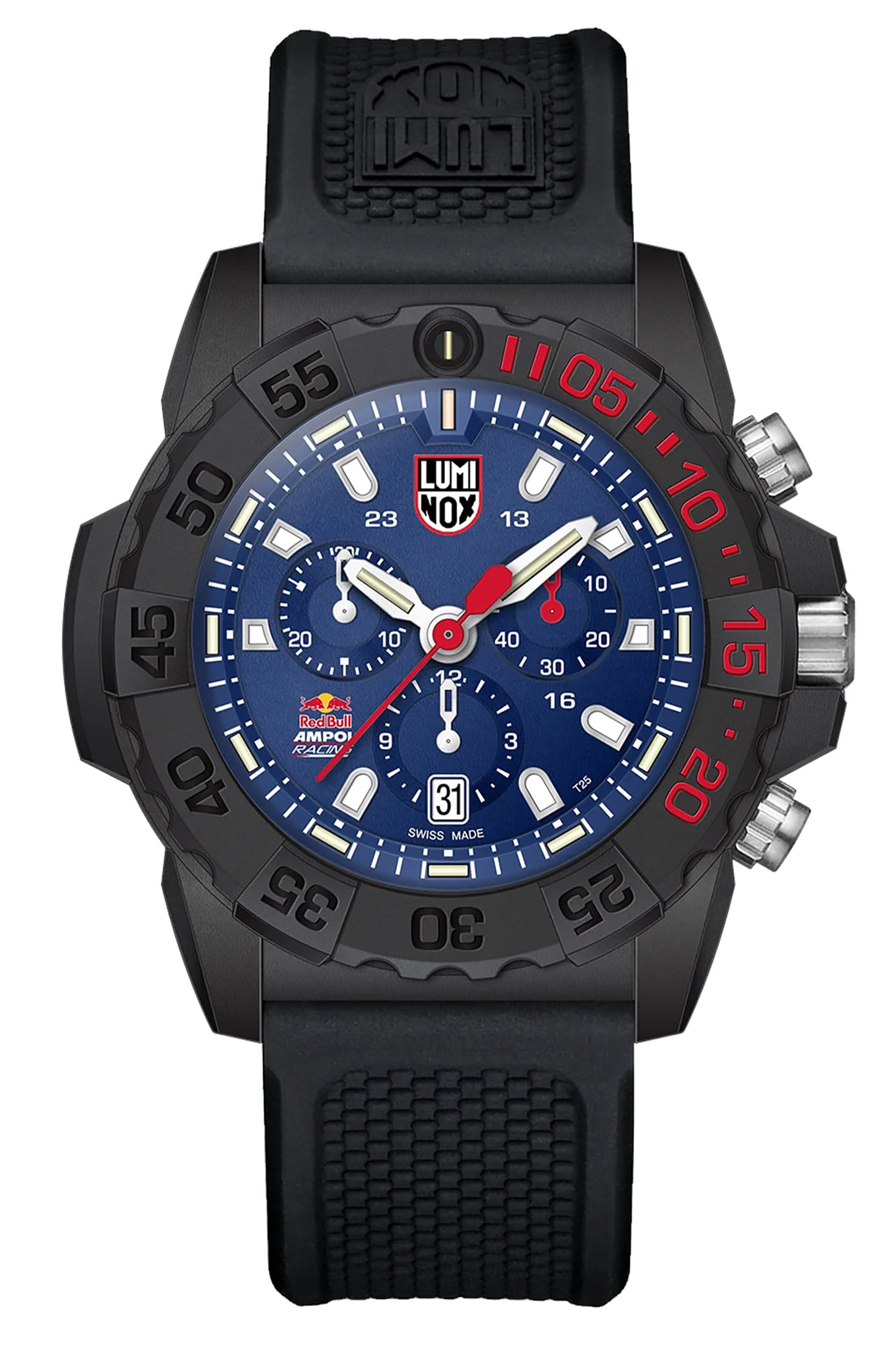 Chronograf męski Luminox z czarną kopertą z Carbonoxu i niebieską tarczą
