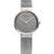 Damenuhr mit grauem Zifferblatt und Milanaise-Armband, runde Lünette, 3-Zeiger-Design