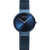Damenuhr mit blauem Zifferblatt und Milanaise-Armband, dunkelblaue Gehäusefassung