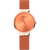 Bering Classic Damenuhr mit orangefarbenem Zifferblatt und Milanaise-Armband