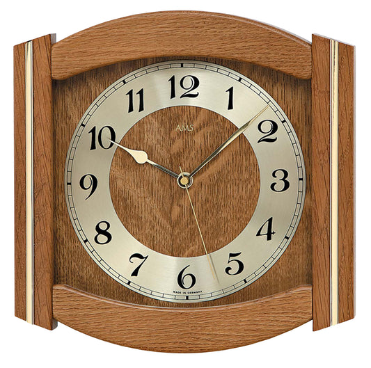 AMS Wall Clock 27x27x5 cm Wood • Radio-Controlled Movement • Timeless Design
