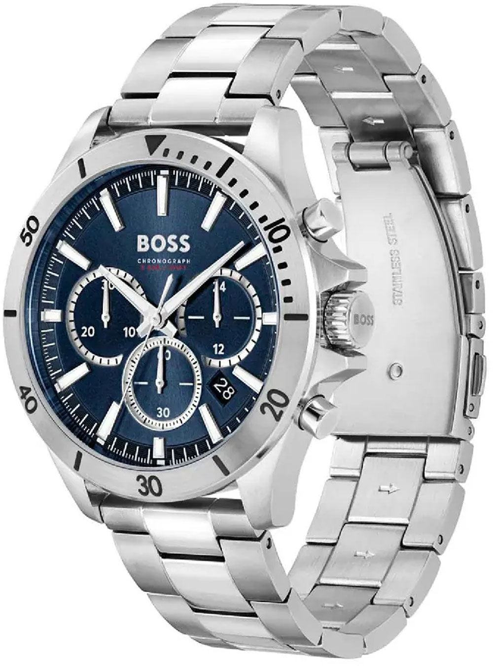 BOSS Troper 1514069 Herren Uhr • Präziser Chronograph • Edles Edelstahl-Design
