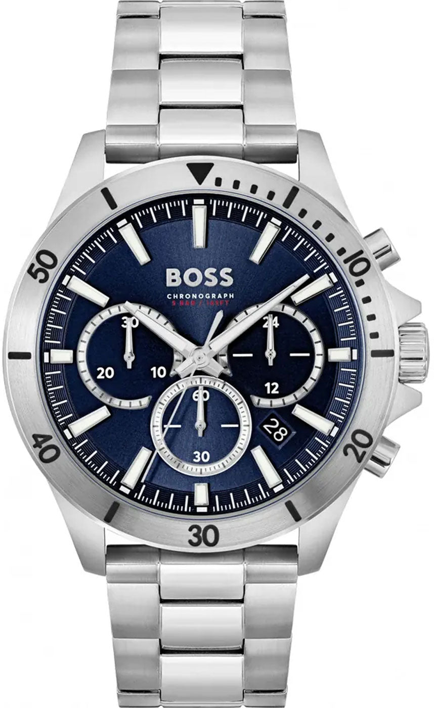 BOSS Troper 1514069 Herren Uhr • Präziser Chronograph • Edles Edelstahl-Design