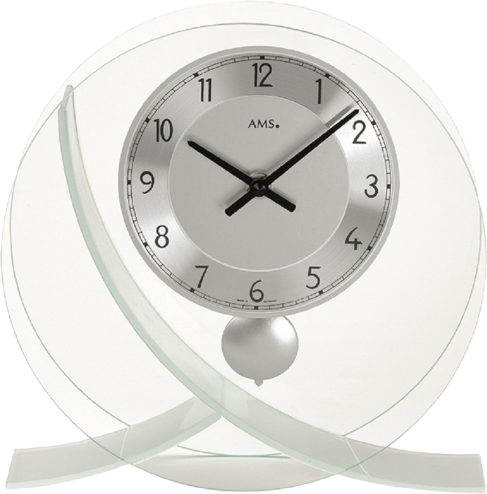 AMS Tischuhr 23x23x7 cm Glas/Metall • Modernes Design • Präzises Quarzwerk