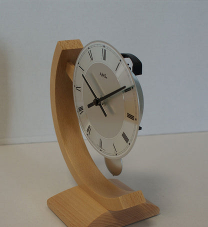 Horloge de table AMS 22x18x4 cm Hêtre • Mouvement à quartz • Design moderne