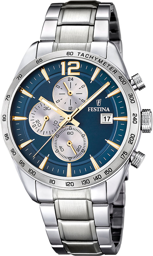 Montre pour Homme Festina Timeless Chronograph F16759/3 • Chronographe • Acier Inoxydable Robuste