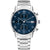 Herrenarmbanduhr mit blauem Zifferblatt, Edelstahlband und Datumsanzeige 28