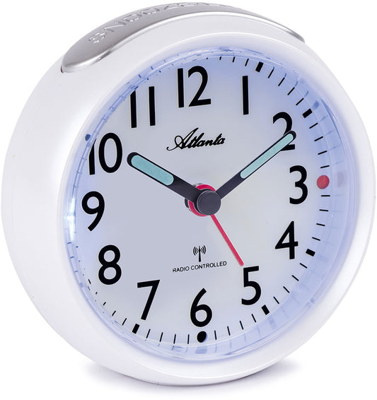 Atlanta Classic Radio-Controlled Alarm Clock Ø 9.5 cm Plastic • Radio Movement • Night Light