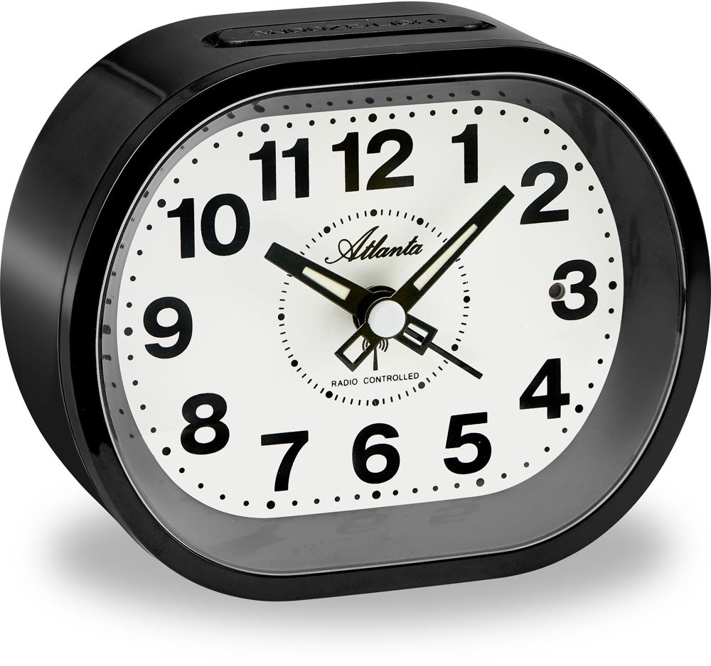 Atlanta Moderner Funkwecker Ø 11 cm Kunststoff • Präzises Funkwerk • Mit Licht & Schlummerfunktion