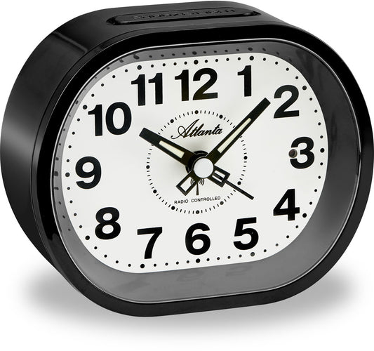 Atlanta Modern Radio-Controlled Alarm Clock Ø 11 cm Plastic • Precise Radio-Controlled Movement • With Light & Snooze Function